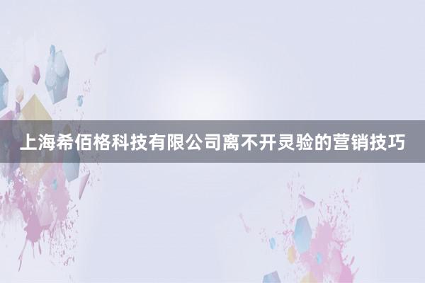 上海希佰格科技有限公司离不开灵验的营销技巧